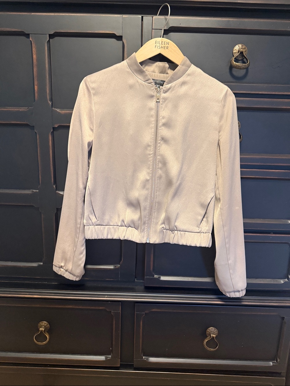 Eileen Fisher Light Gray Bomber Jacket - Sleek Everyday Layer